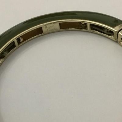 Vintage Olive green enamel stretch bracelet