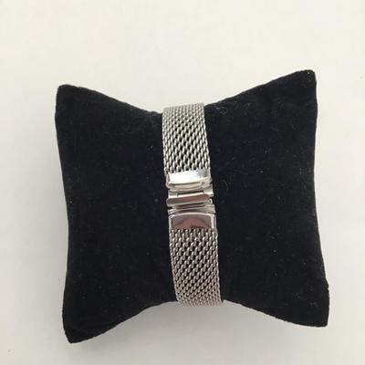 Mid-century, silver toned, mesh cuff bracelet