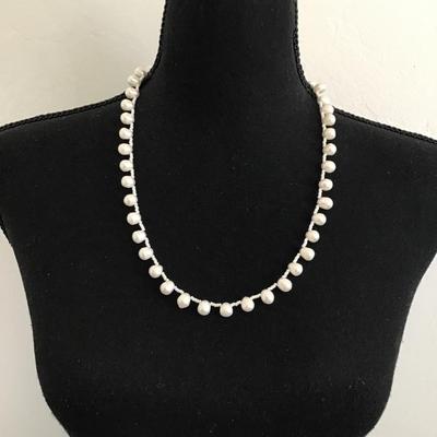 Beautiful white Baroque freshwater Pearl hand knot necklace TPJ