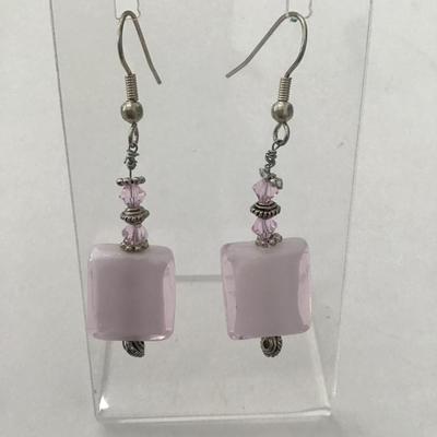 Pretty pink glass dangle earrings