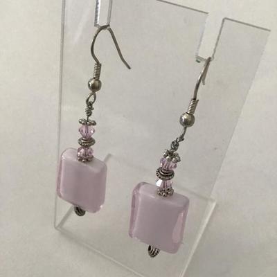 Pretty pink glass dangle earrings
