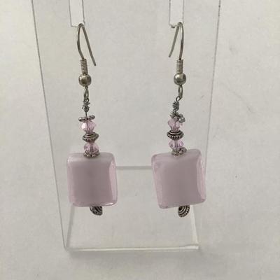 Pretty pink glass dangle earrings