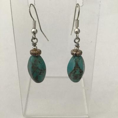 Blue Moon turquoise silver toned dangle earrings