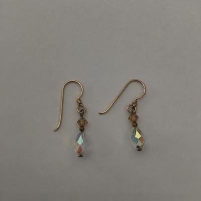 Crystal dangle earrings gold tone