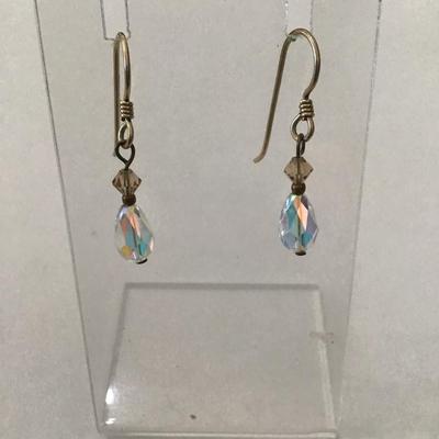 Crystal dangle earrings gold tone