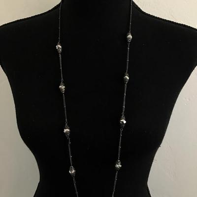 Gunmetal, gray rhinestone fashion, necklace, and earring set