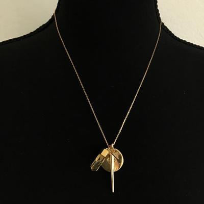 Cute Gold tone rhinestone triangle charm necklace