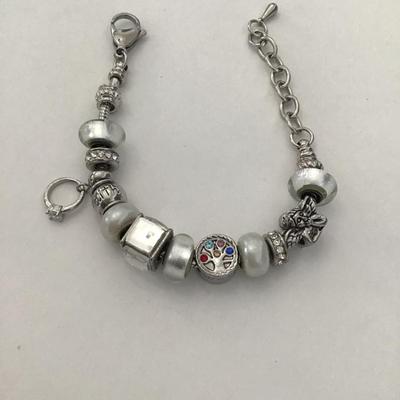 Cute silver tone charm bracelet