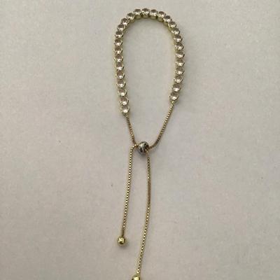 Pretty Gold tone rhinestone slider bracelet