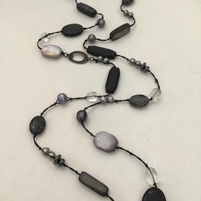 Silpada sterling silver black Hematite pearl 35 inch long necklace N1796 retired