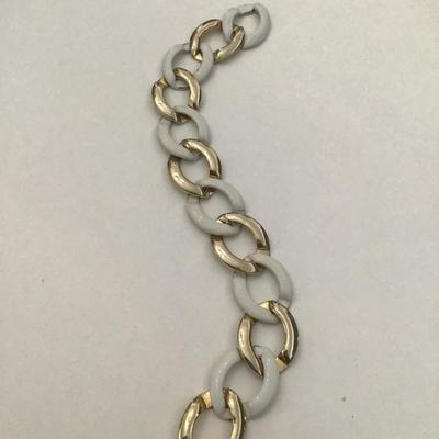 Vintage, gold, toned, white enamel bracelet