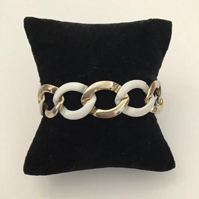 Vintage, gold, toned, white enamel bracelet