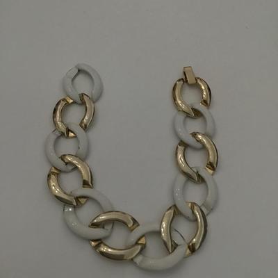 Vintage, gold, toned, white enamel bracelet