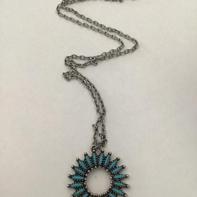 Vintage southwestern style Faux turquoise, glass stone pendant