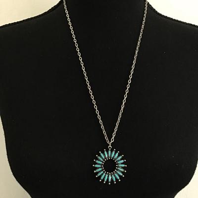 Vintage southwestern style Faux turquoise, glass stone pendant