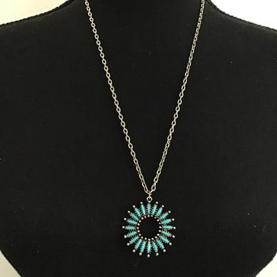Vintage southwestern style Faux turquoise, glass stone pendant