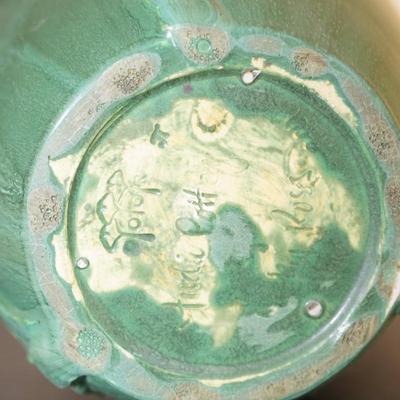 DOOR STUDIO ART POTTERY LARGE VASE/ APPLIED BLUE IRIS 19"