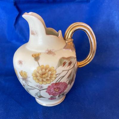 Antique Lovely Royal Worcester Blush Ivory Floral Pitcher