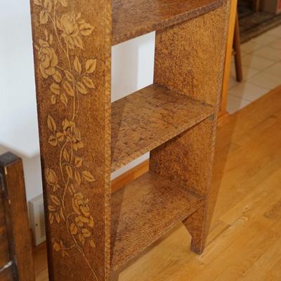 EARLY 1900'S FLEMISH ART SHELF/ FLORAL AND LEAVES ON SIDES
