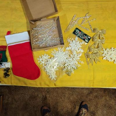 Icicles, snowflakes, bells and an unused stocking