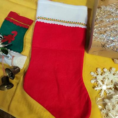 Icicles, snowflakes, bells and an unused stocking