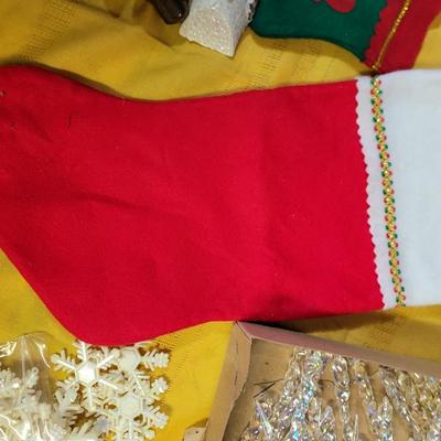 Icicles, snowflakes, bells and an unused stocking
