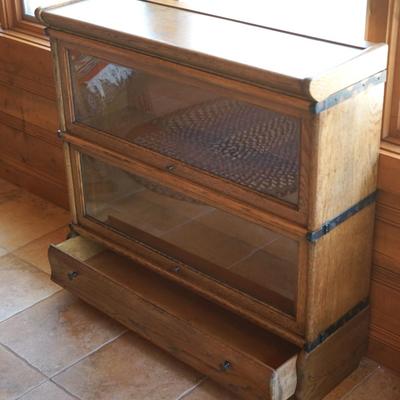 ANTIQUE TWO STACK BARRISER BOOKCASE WITH DRAWER