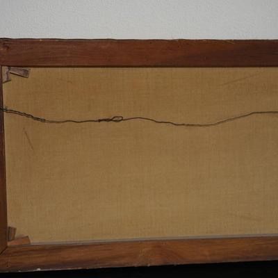 EARLY 1900'S VINTAGE PAINTING OF ROSES /OAK SPLINT BASKET W/ BEES