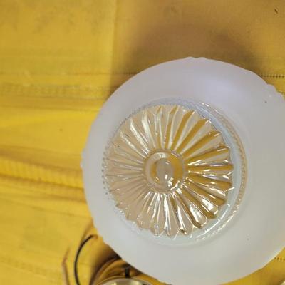 Basket on a stand 2 glasses and light fixture
