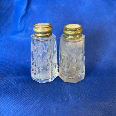Etched Glass Salt and Pepper Shakers