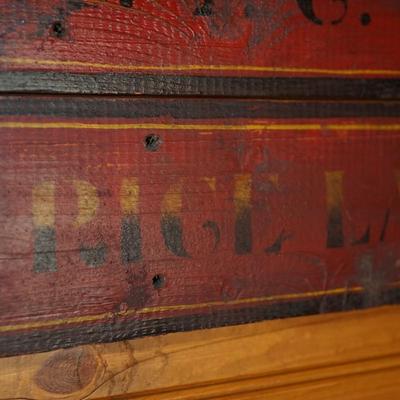 ORIGINAL ANTIQUE PAINTED WOODEN LADDER SIGN FOR A.T.G MANUFACTURING OF RICE LAKE WISCONSIN