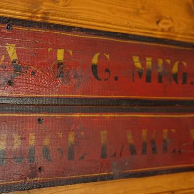 ORIGINAL ANTIQUE PAINTED WOODEN LADDER SIGN FOR A.T.G MANUFACTURING OF RICE LAKE WISCONSIN