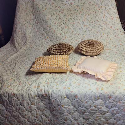 Full sized bedspread amd 4 decorative pillows