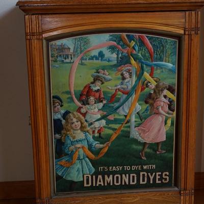 ORIGINAL ANTIQUE DIAMOND DYE CABINET/ORIGINAL LITHO, FINISH AND INTERIOR