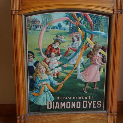 ORIGINAL ANTIQUE DIAMOND DYE CABINET/ORIGINAL LITHO, FINISH AND INTERIOR