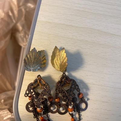 Gold and copper toned clip on earrings