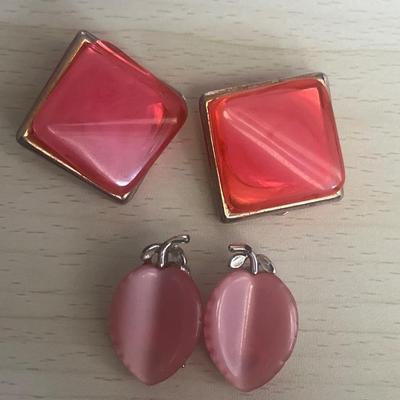Pink clip on earrings