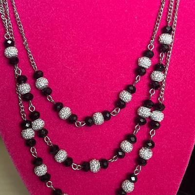 Silver toned stacked chain necklace