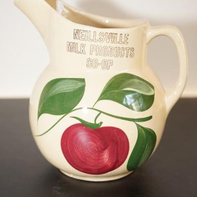 VINTAGE WATTSWARE ADVERTISING PITCHER #16 " NEILLSVILLE MILK PRODUCTS 6-OP