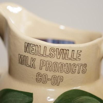VINTAGE WATTSWARE ADVERTISING PITCHER #16 " NEILLSVILLE MILK PRODUCTS 6-OP