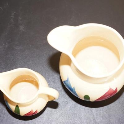 PAIR OF WATT WARE TULIP PITCHERS #62 CREAMER & #16 PITCHER
