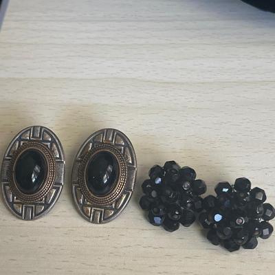 Black clip on earrings