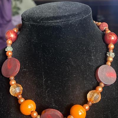 Orange beaded necklace