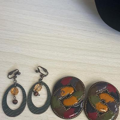 Multi colored clip on earrings