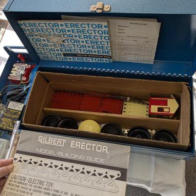 Gilbert Erector Electric Action Set, Manuals, Original Metal Box Circa 1964
