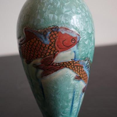 DOOR POTTERY CRYSTILLINE VASE ARTIST SIGNED.