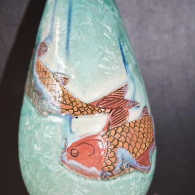 DOOR POTTERY CRYSTILLINE VASE ARTIST SIGNED.