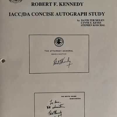 Robert F. Kennedy autograph study book. 9x11 inches