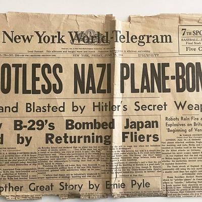WWII 1944 New York World Telegram Vintage Newspaper