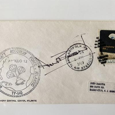 Apollo 12 Manned Spacecraft Recovery Force Atlantic TF-140 NORFOLK 1969 First Day Cover signed by Allen Bean